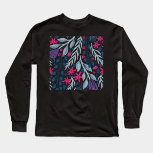 Blue and pink floral design Long Sleeve T-Shirt